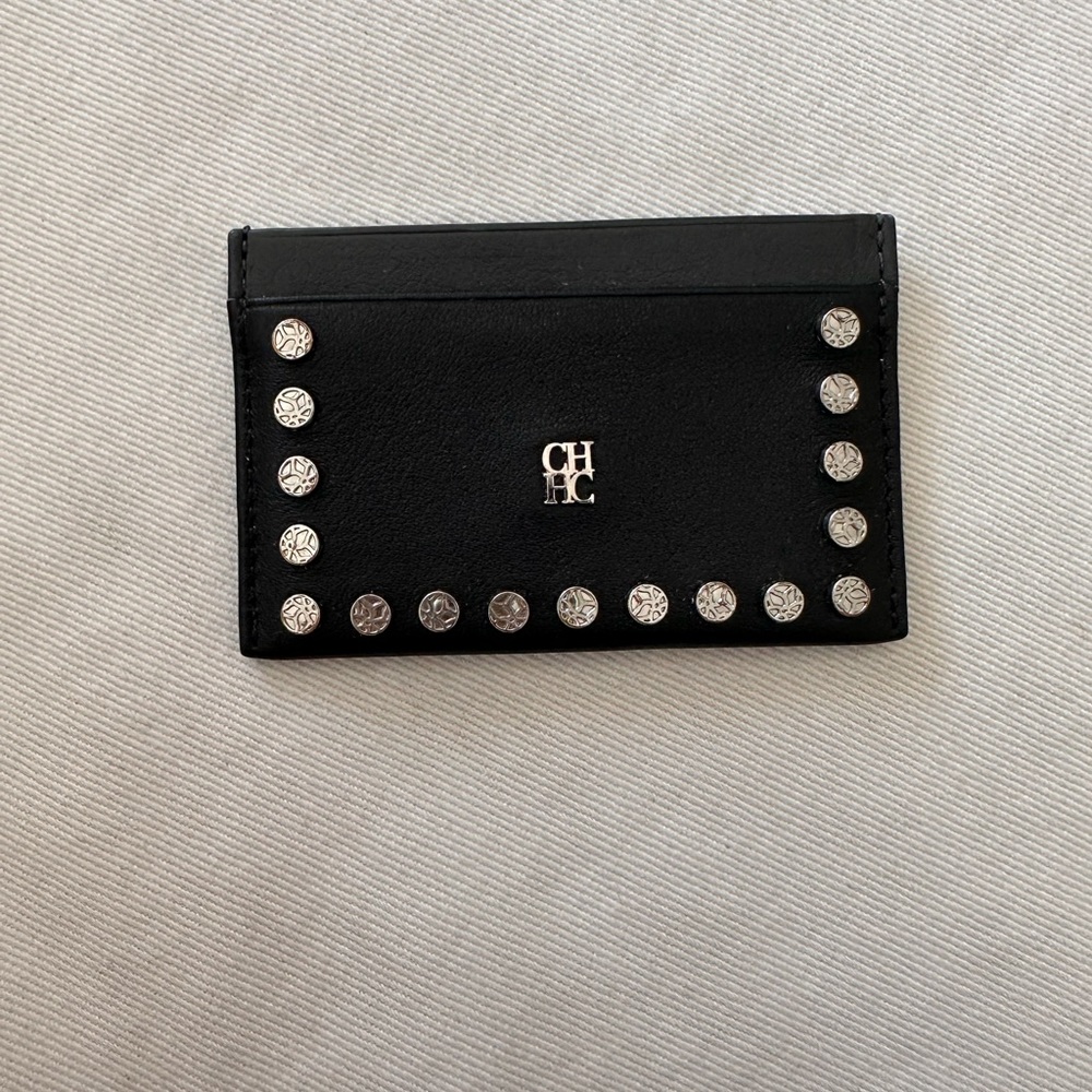 Authentic Carolina Herrera black card holder with studs